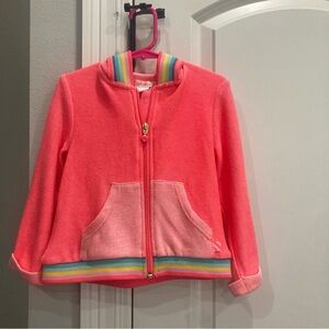 Billieblush girls neon colored light weight hooded zip up jacket in size 4 VGUC